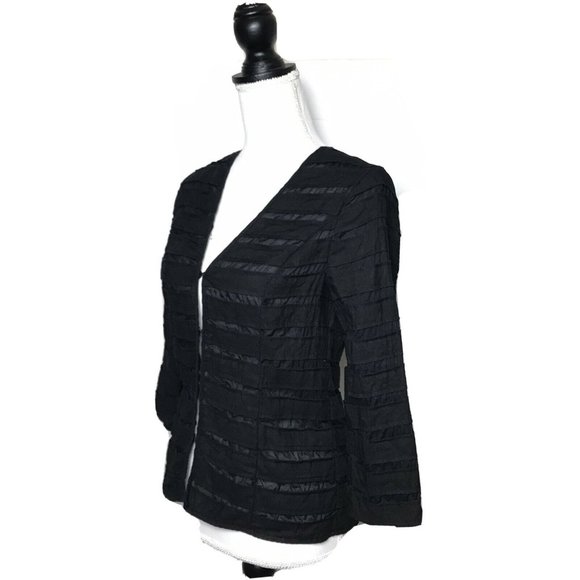 Chico's Jacket  Linen Trim  3/4 Sleeve Semi-sheer - Picture 5 of 7